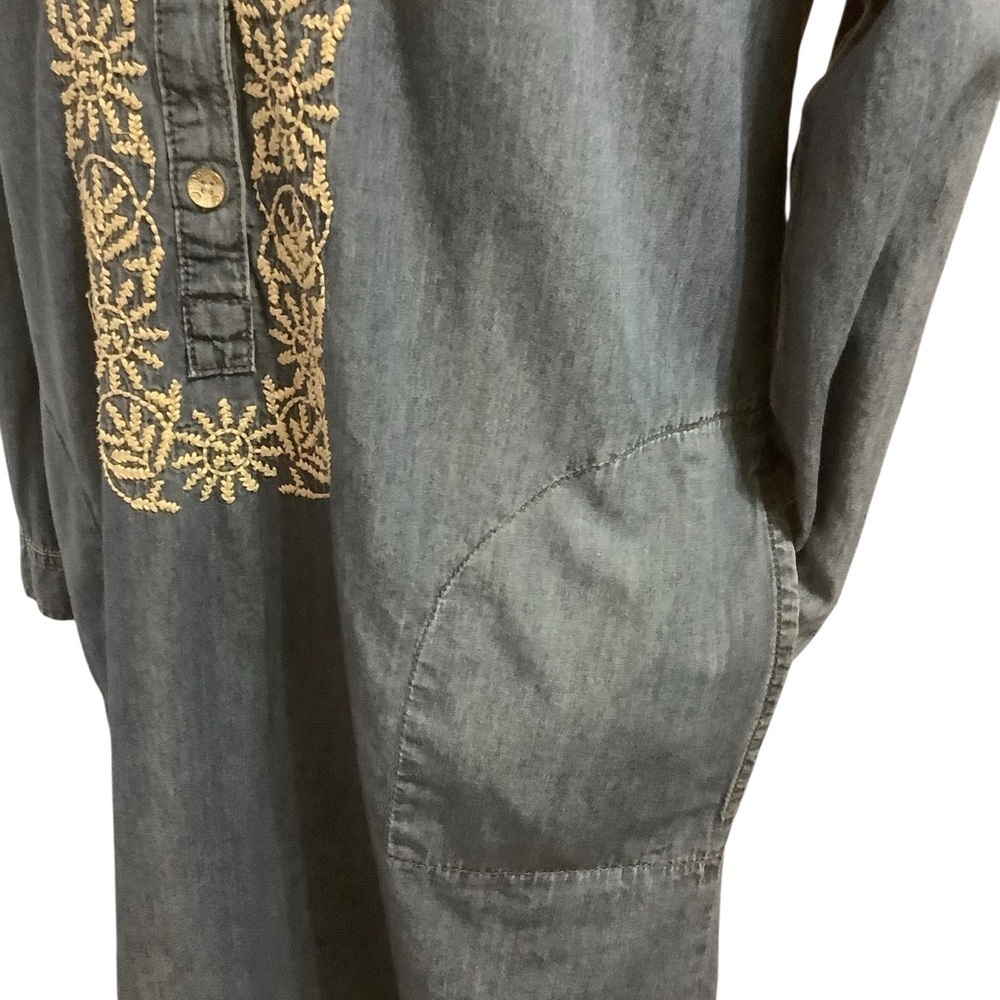 J. JILL MISSY BLUE DENIM LONG SLEEVE/ EMBROIDERED DESIGN SHIRT DRESS/ Size XS - Picture 6 of 12